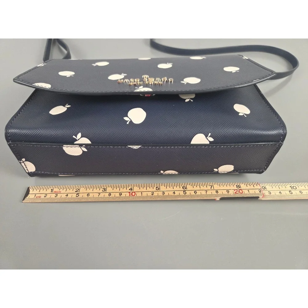Kate Spade Carson Convertible Crossbody Orchard Toss Navy Apple Print WKR00523